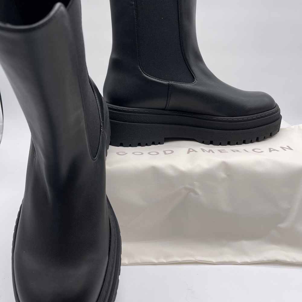 Good American Black Combat pull on platform Boots Size 11 Women’s NIB - Picture 8 of 14